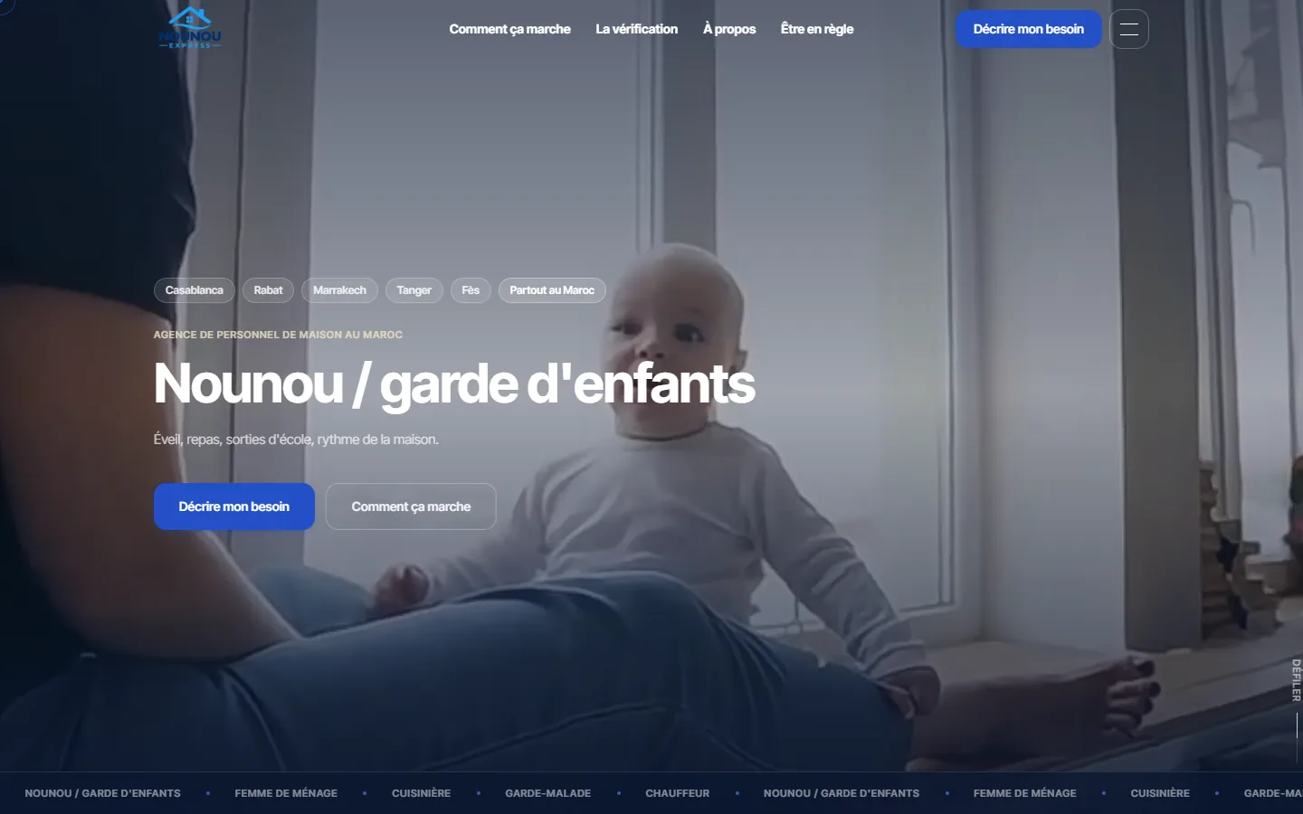 Homepage of Nounou Express